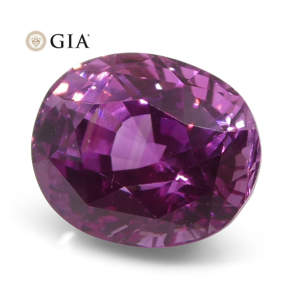 Vivid Intense Pink Sapphire 1.85ct Oval GIA Certified Madagascar For Sale 3