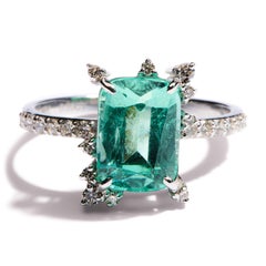 Vivid Lagoon Tourmaline Diamond 18K White Gold Cocktail Ring