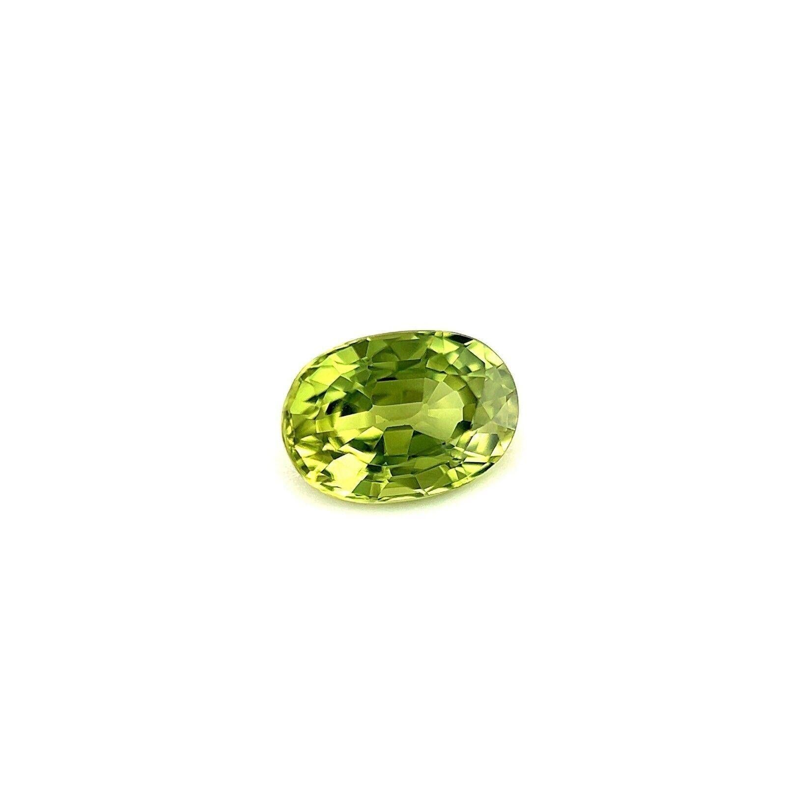 Vivid Lime Green Australia Sapphire 0.70ct Oval Cut Loose Gem 6x4.3mm

Natural Lime Green Australian Sapphire Gemstone.
0.70 Carat with a beautiful light yellowish green colour and very good clarity, a very clean stone with only some small natural