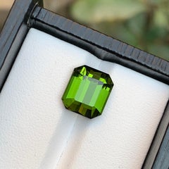 Vivid Lime Green Natural Tourmaline Ring Loose Gemstone 6.25Ct Emerald Cut Jewel