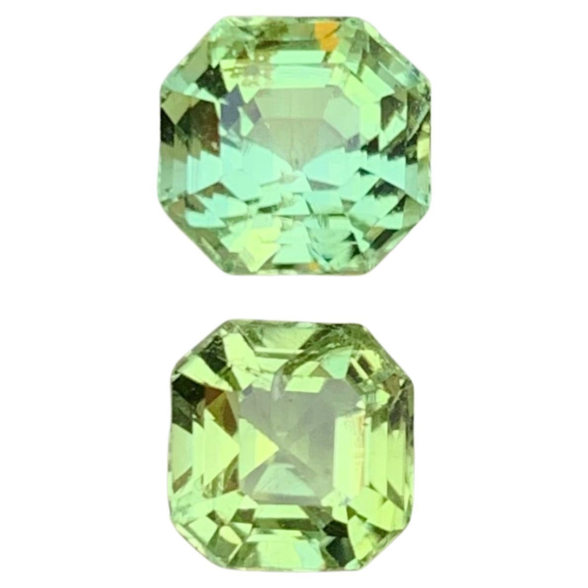 Vivid Lime Minty Green Natural Tourmaline Loose Gemstones 3.60 Ct Octagon Cut