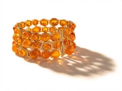 Lebendiges Mandarin-Granat-Armband mit 2,23 Karat Diamanten im Brillant-Schliff