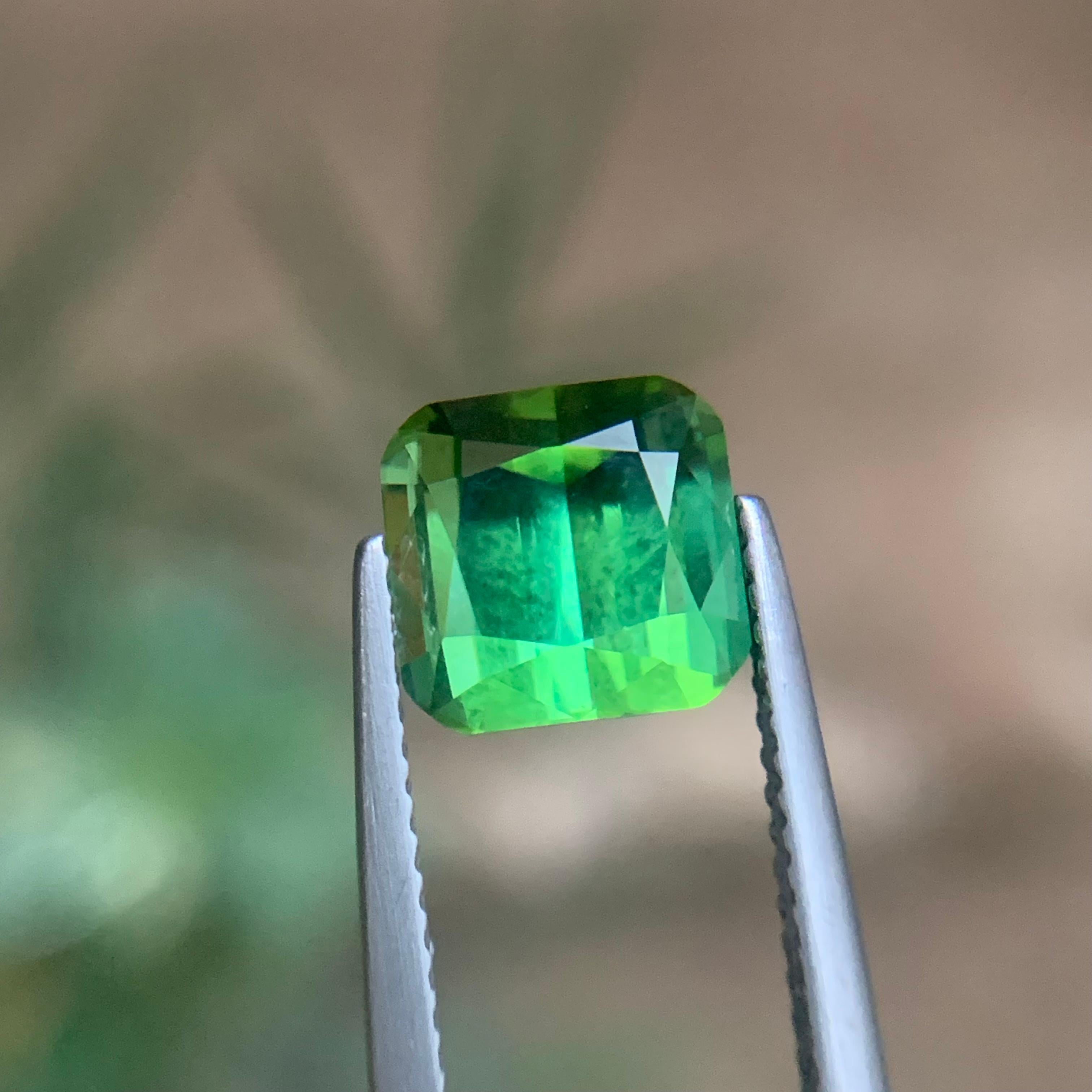 Lebendiger Minzgrüner Turmalin 3,14 Karat Natürlicher loser Edelstein Quadratischer Kissenschliff im Angebot 5