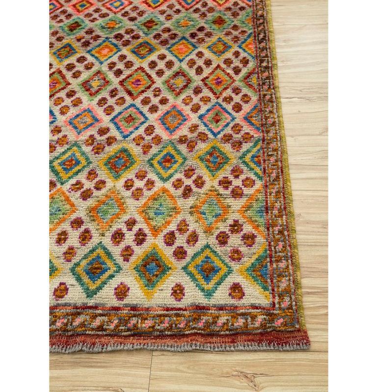 Modern Vivid Mirage Startling Orange & White 150X210 cm Handknotted Rug For Sale