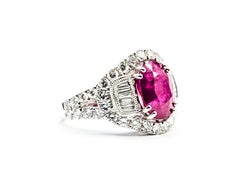 Vivid Mozambique Ruby & Diamond Ring in Platinum- GIA 7235382212