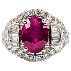 Vivid Mozambique Ruby & Diamond Ring in Platinum- GIA 7235382212
