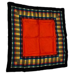 Vivid Multi-Color Abstract With Black Borders Silk Scarf