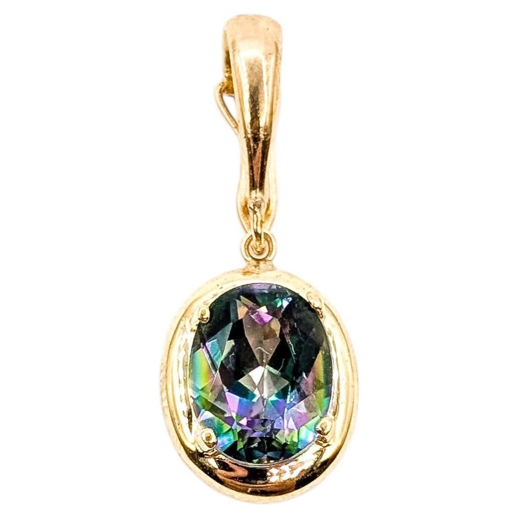 Vivid Mystic Topaz Pendant in 14k Yellow Gold