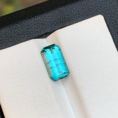 Anello con tormalina naturale blu neon, gemma sciolta da 1,95 carati, taglio smeraldo, Jewell