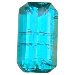 Vivid Neon Blue Natural Tourmaline Ring Loose Gemstone 1.95 Ct Emerald Cut-Jewel