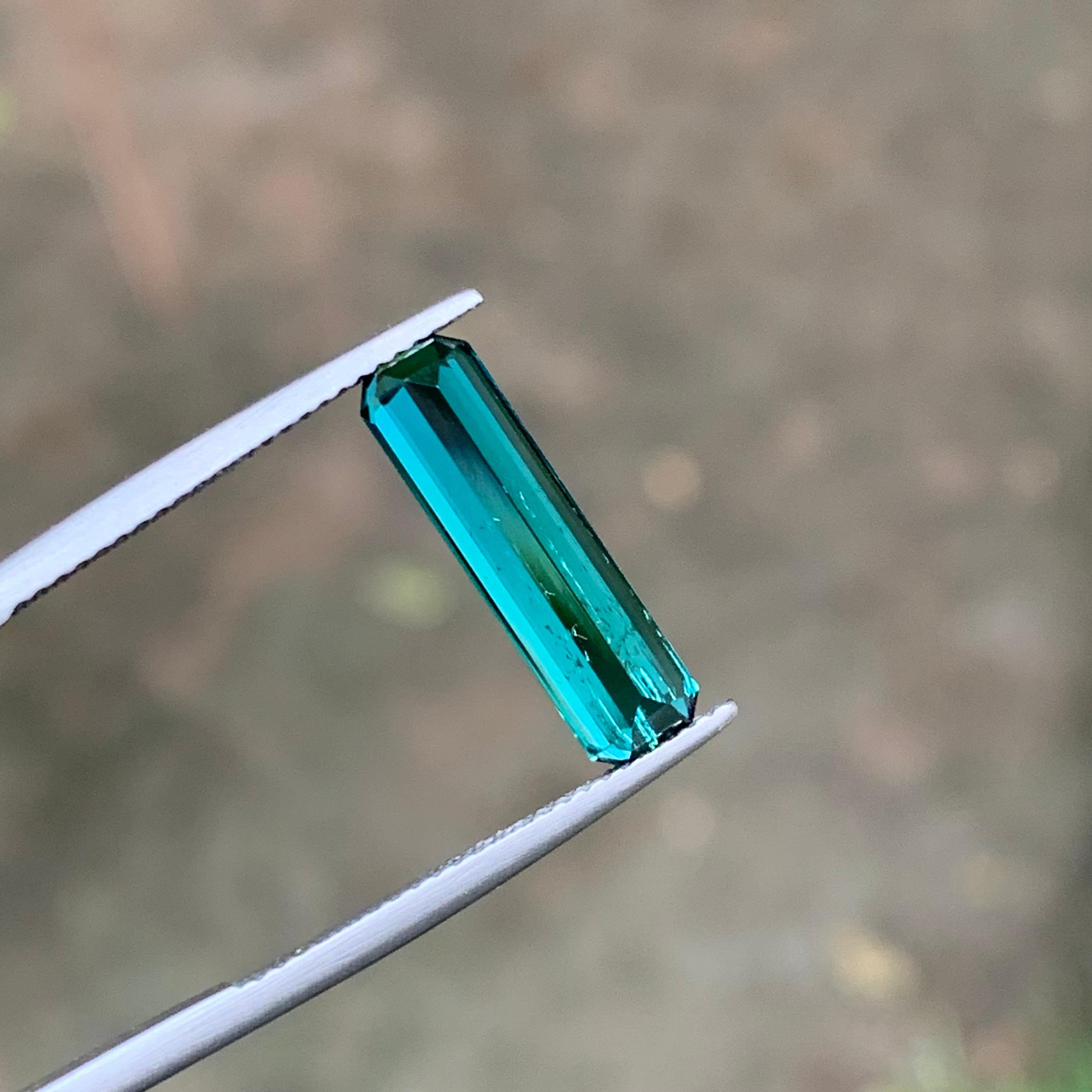 Vivid Neon Blue Natural Tourmaline Ring, Pendant Gemstone 3.40 Carat Emerald Cut For Sale 6