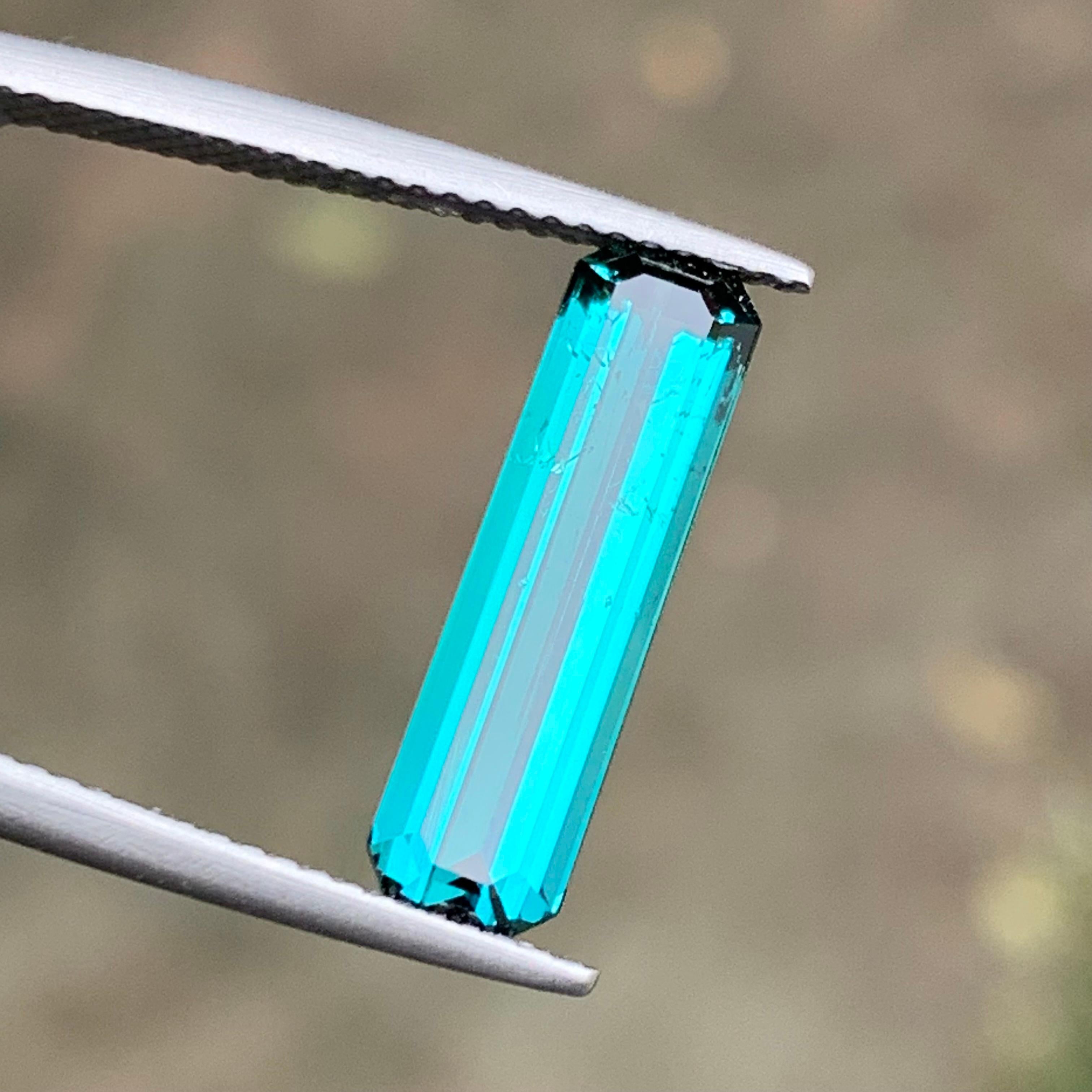 Vivid Neon Blue Natural Tourmaline Ring, Pendant Gemstone 3.40 Carat Emerald Cut For Sale 8
