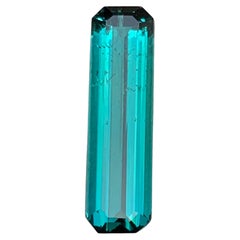 Vivid Neon Blue Natural Tourmaline Ring, Pendant Gemstone 3.40 Carat Emerald Cut