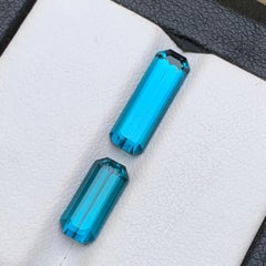 Anello con tormalina naturale blu neon, ciondolo con gemme sciolte 3,70 ct-gioielli