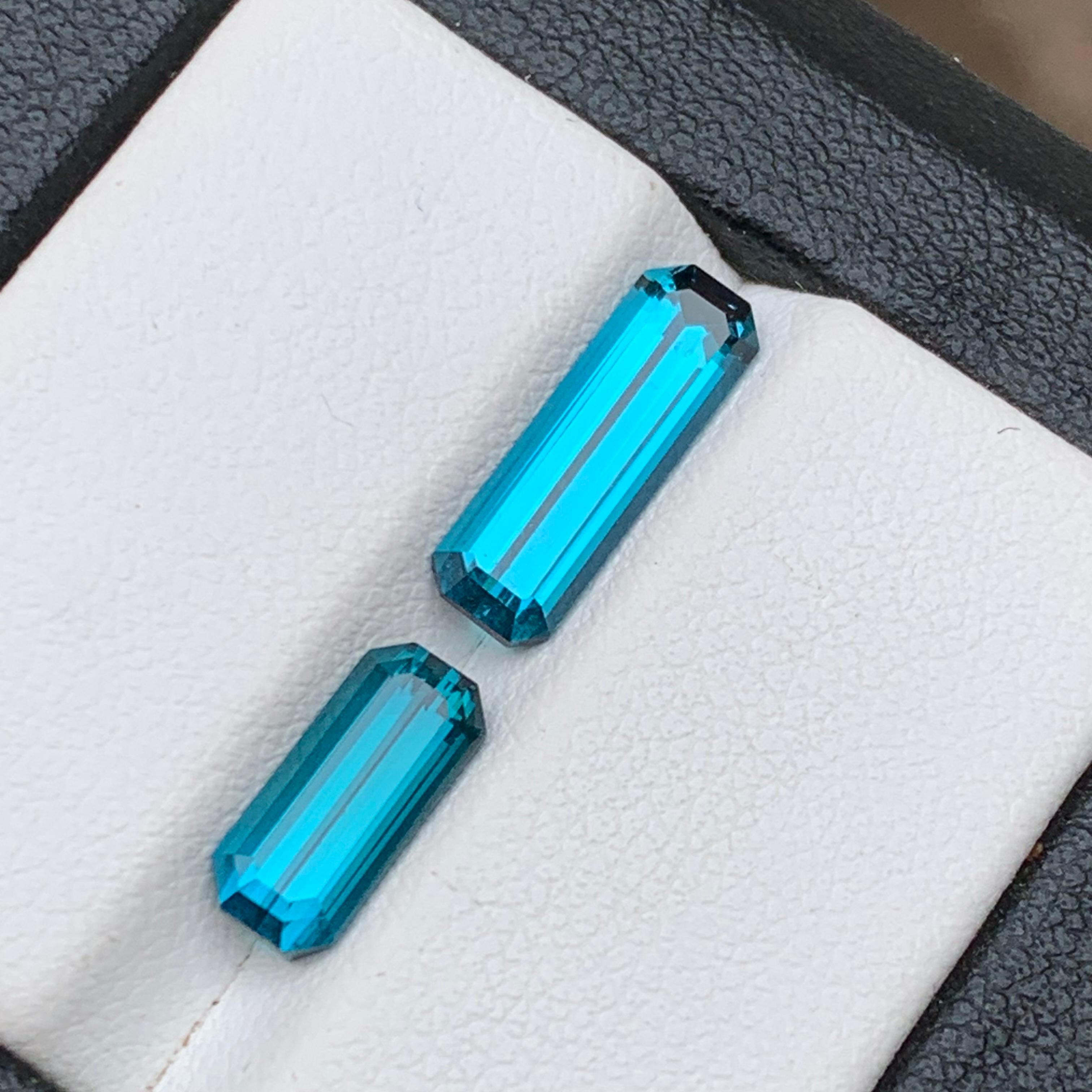 Anello con tormalina naturale blu neon, ciondolo con gemme sciolte 3,70 ct-gioielli in vendita 2