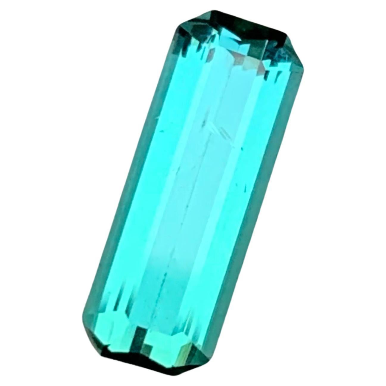 Vivid Neon Bluish Lagoon Green Tourmaline Ring Loose Gemstone 1.75Ct Emerald Cut
