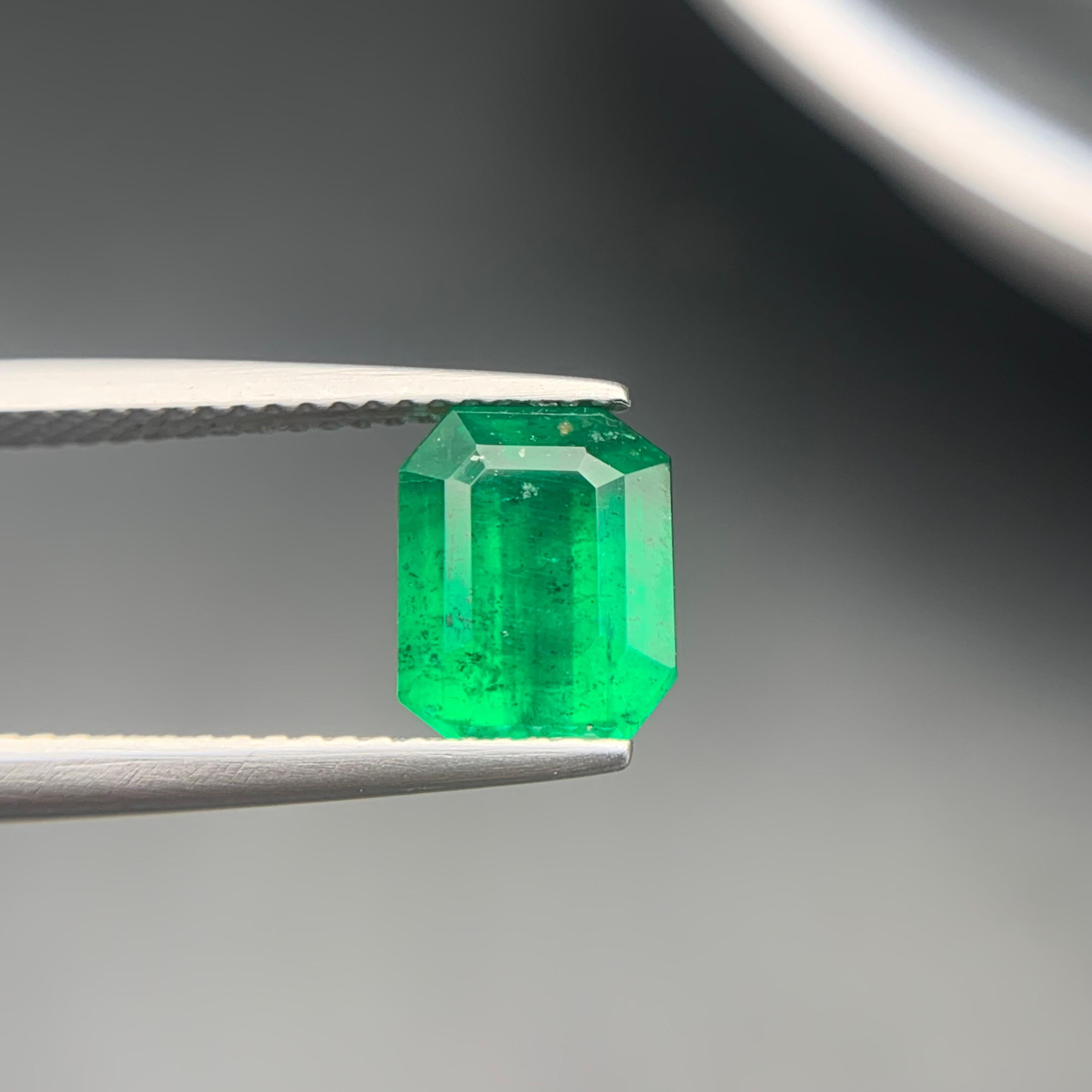Vivid Neon Rich Green Natural Emerald Loose Gemstone 2.15 Ct Octagon Cut-Jewelry For Sale 6