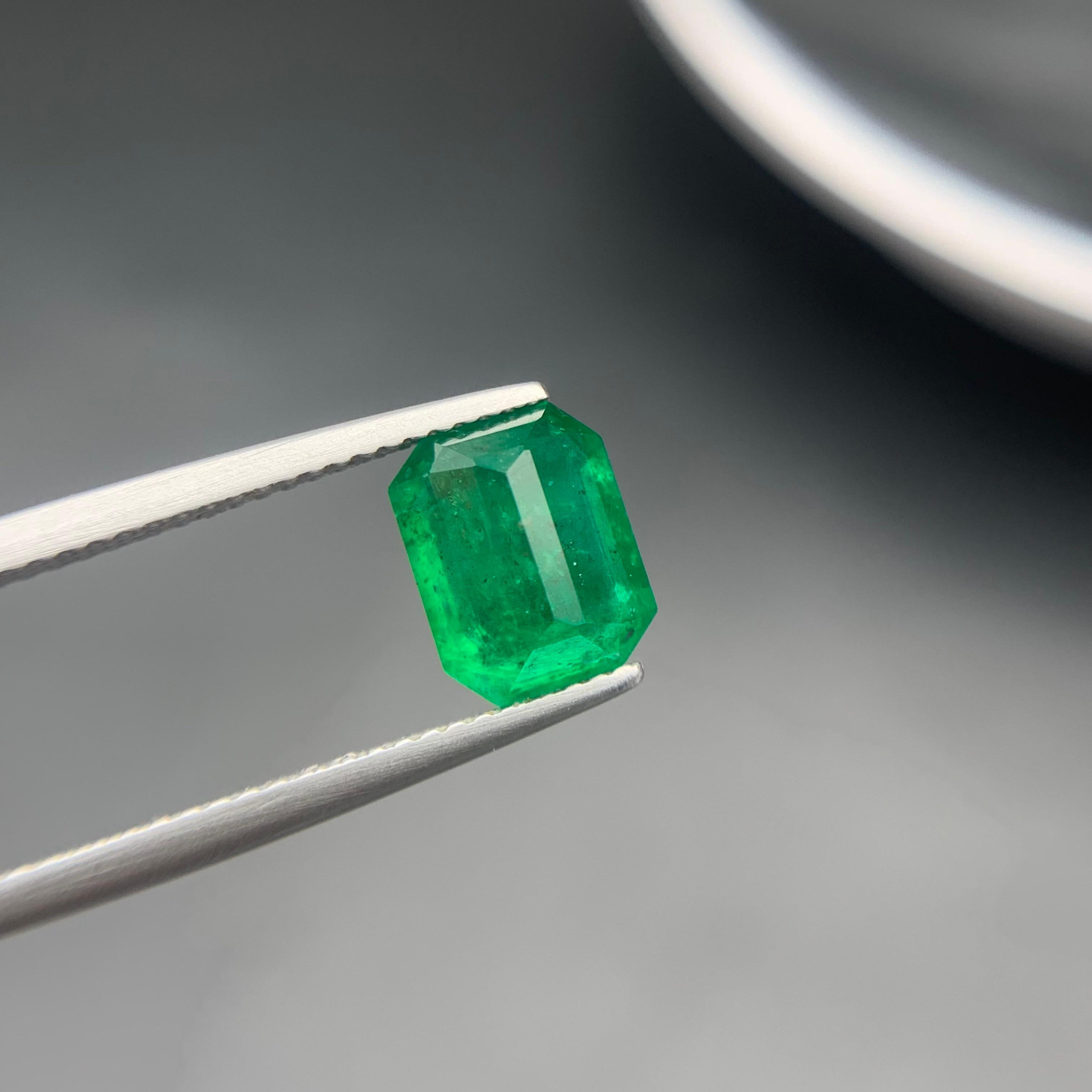 Women's or Men's Vivid Neon Rich Green Natural Emerald Loose Gemstone 2.15 Ct Octagon Cut-Jewelry For Sale