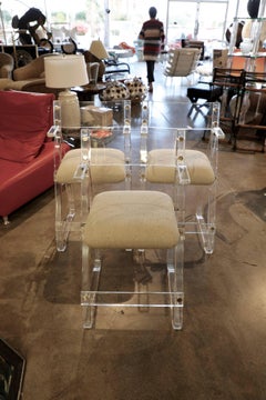 Vivid of Los Angeles 1980s Trio of Lucite Bar Stools