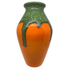 Vivid Orange and Green Fat Lava Vase, Germany, 1960s