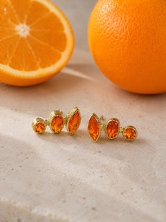 Vivid Orange Faceted Mexican Fire Opal Gold Climber Earrings, Petra Class 2026