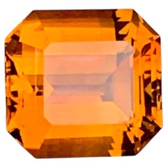 Vivid Orange Madeira Emerald Cut Citrine Loose Gemstone for Ring Jewelry 10mm