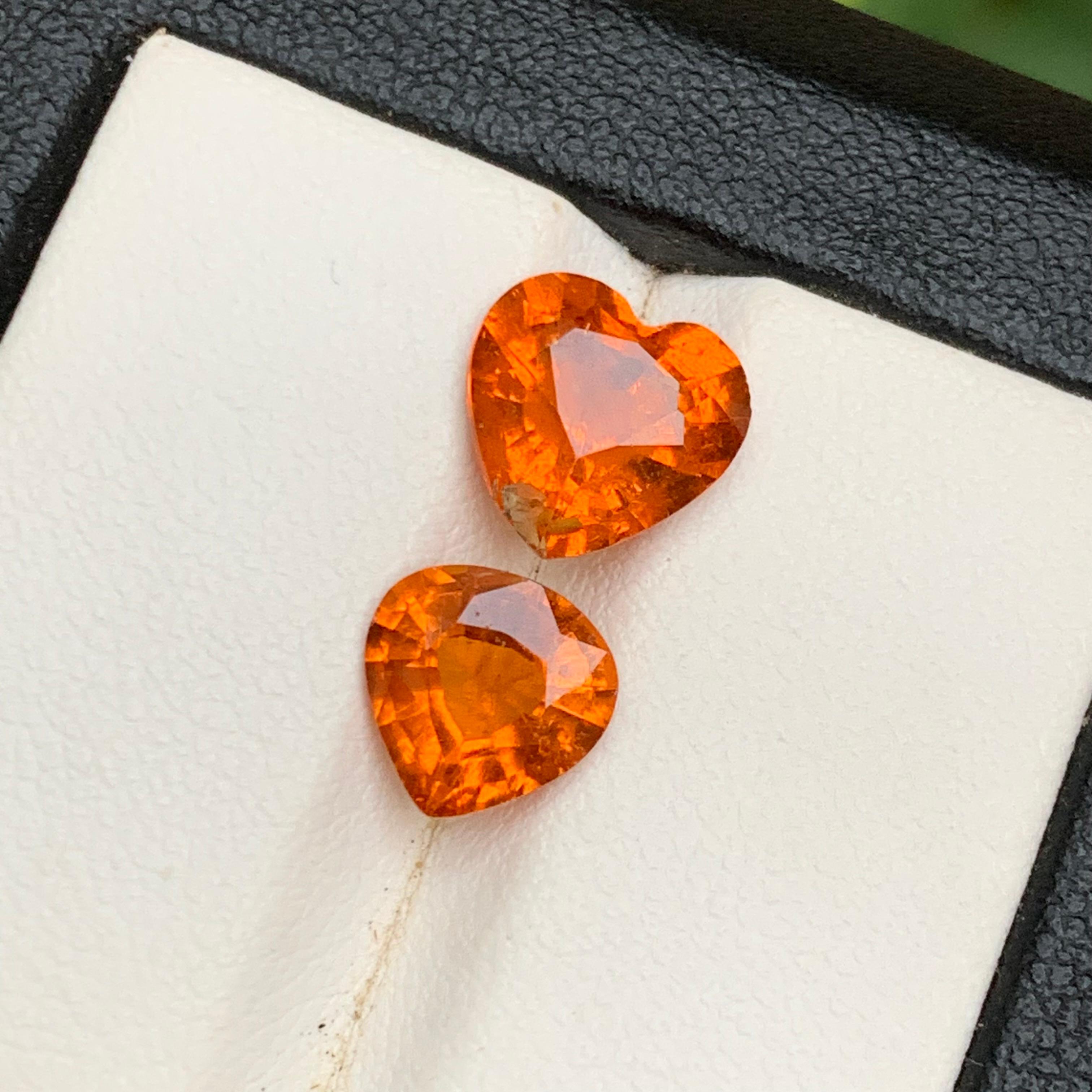 Gemas naturales de espesartita/espesartita/granate mandarín naranja vivo 5.14 Ct-Joya Corte de corazón en venta