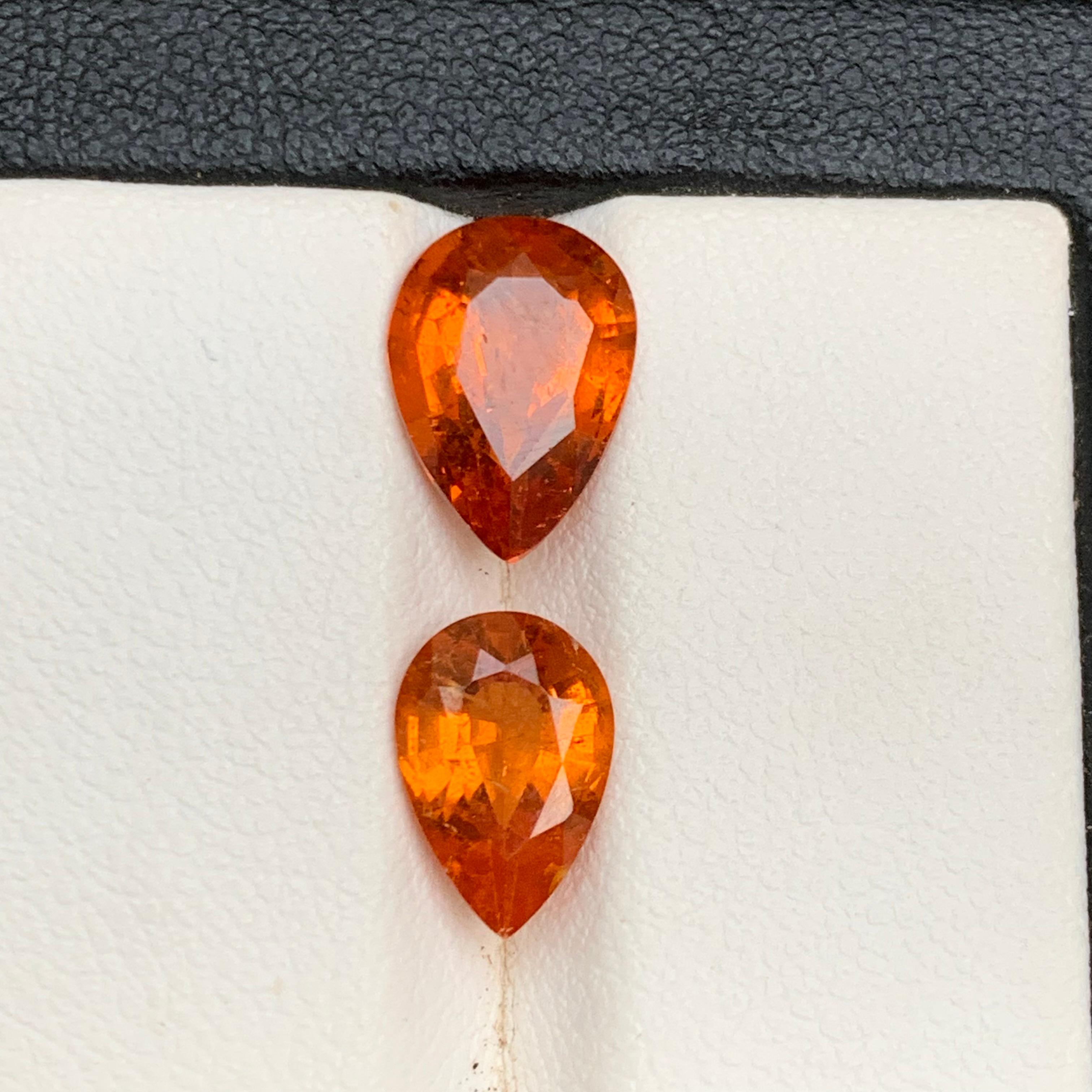 Pear Cut Vivid Orange Natural Spessartite/Spessartine/Mandarin Garnet Gems 5.50 Ct-Jewel For Sale