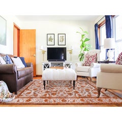 Vivid Orange Overdyed Old Persian Tabriz Barjasta Design Wool Hand Knotted Rug