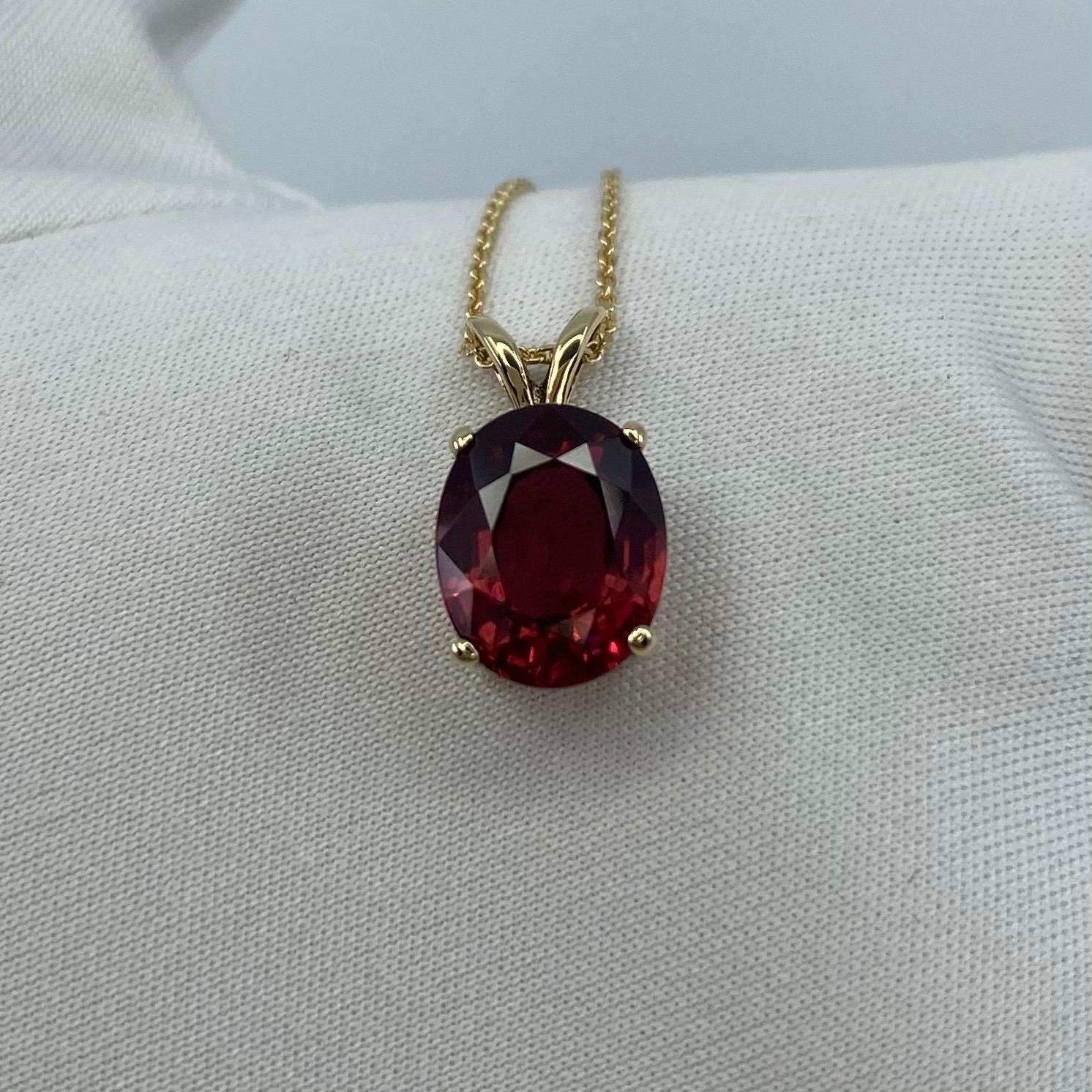 Vivid Orange Pink Red 3.30 Carat Garnet Oval Cut Solitaire Pendant Necklace 6
