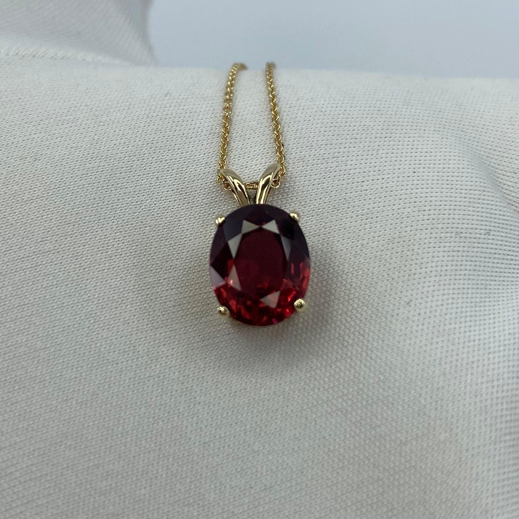 Vivid Orange Pink Red 3.30 Carat Garnet Oval Cut Solitaire Pendant Necklace 7
