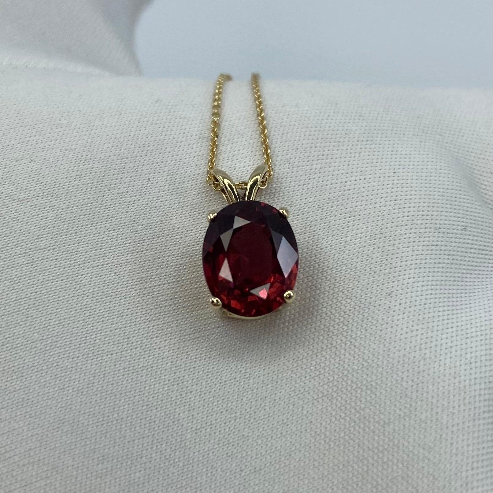 Vivid Orange Pink Red 3.30 Carat Garnet Oval Cut Solitaire Pendant Necklace 8