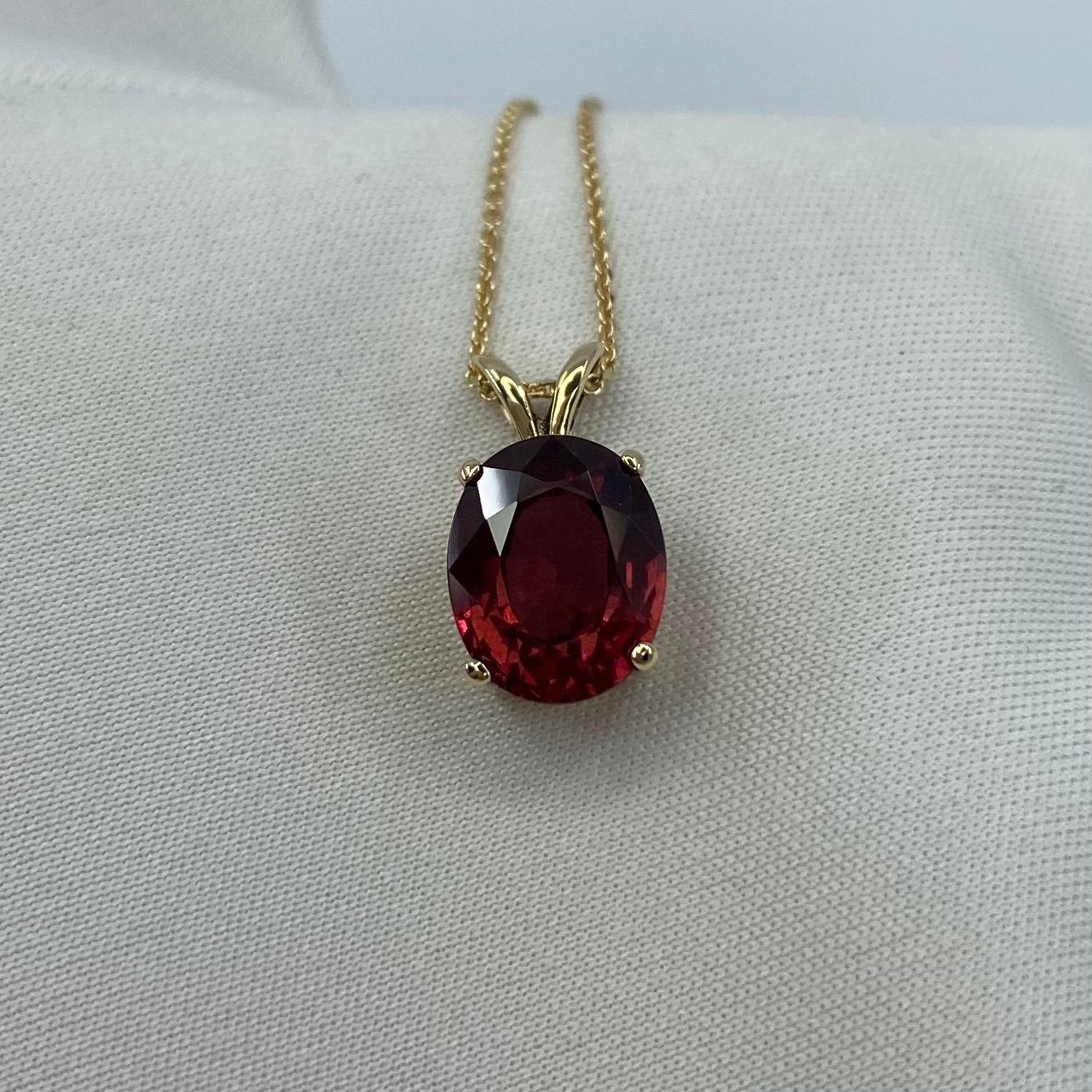 Vivid Orange Pink Red 3.30 Carat Garnet Oval Cut Solitaire Pendant Necklace 9