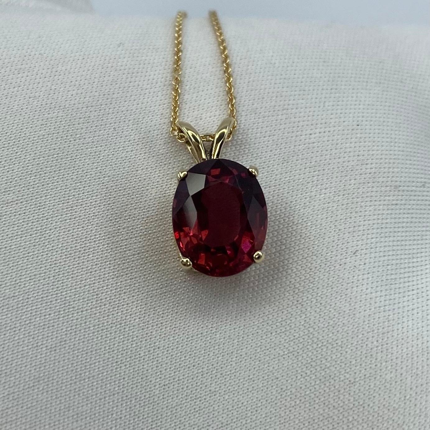 Women's or Men's Vivid Orange Pink Red 3.30 Carat Garnet Oval Cut Solitaire Pendant Necklace
