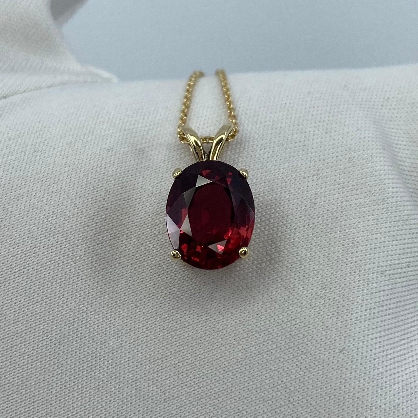 Vivid Orange Pink Red 3.30 Carat Garnet Oval Cut Solitaire Pendant Necklace 2