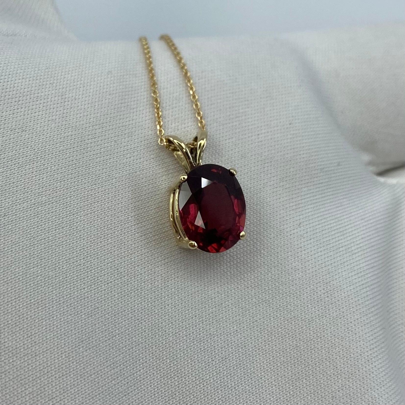 Vivid Orange Pink Red 3.30 Carat Garnet Oval Cut Solitaire Pendant Necklace 3