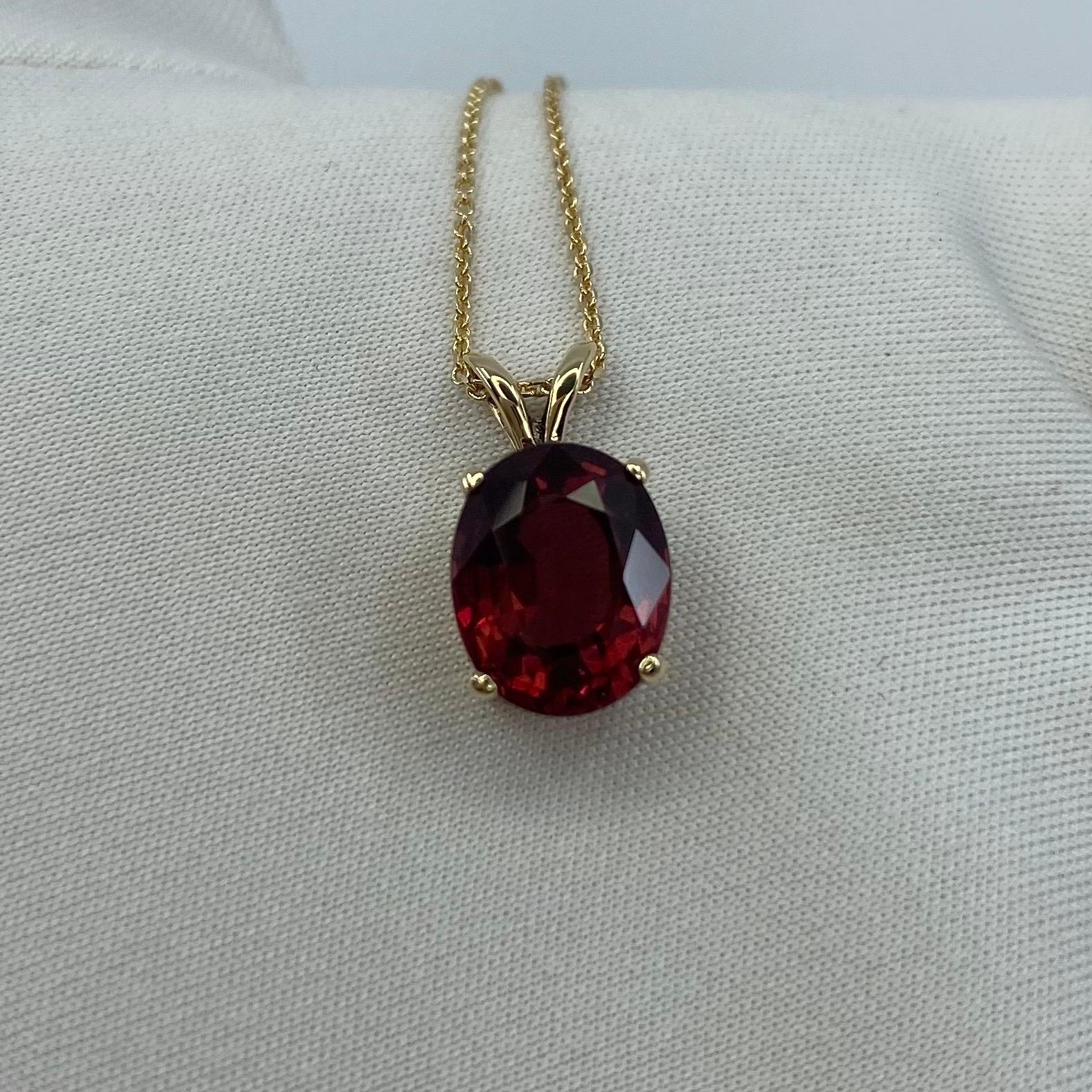 Vivid Orange Pink Red 3.30 Carat Garnet Oval Cut Solitaire Pendant Necklace 4
