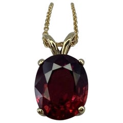 Vivid Orange Pink Red 3.30 Carat Garnet Oval Cut Solitaire Pendant Necklace