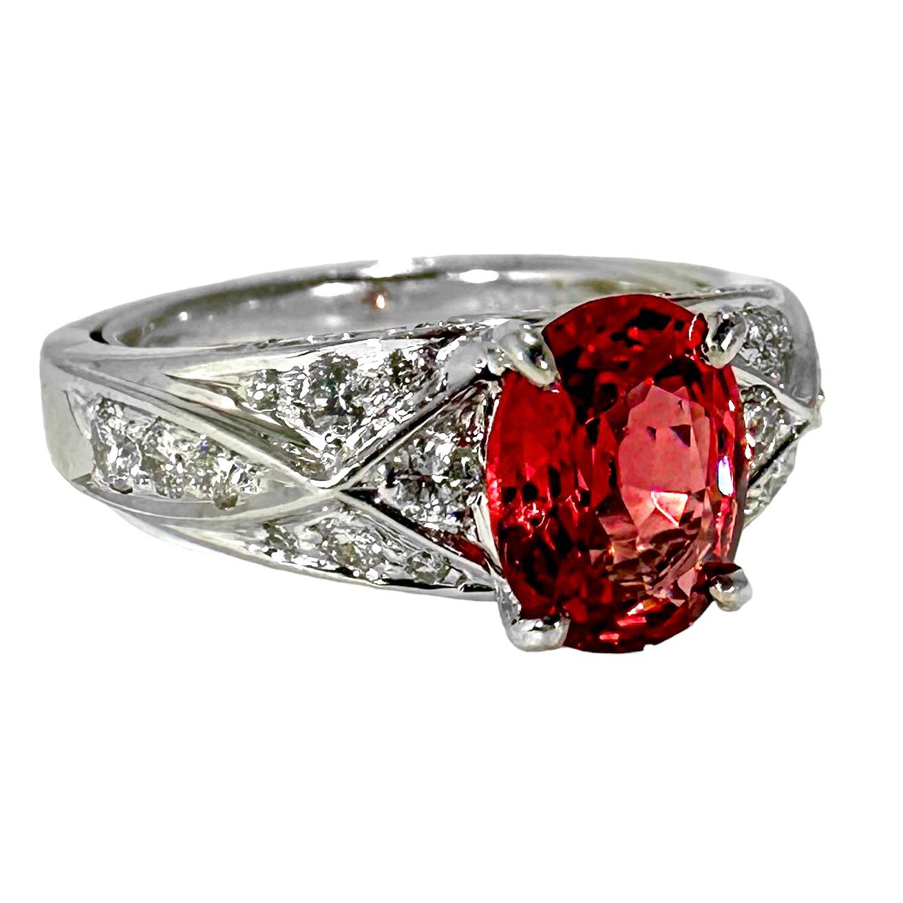 This truly rare and vivid 1.68ct.Burma Spinel is absolutely captivating when viewed in hand. The unusual and very vibrant color is the product of nature's creation alone, with no enhancement of any kind being performed on it by man. Often, gems of
