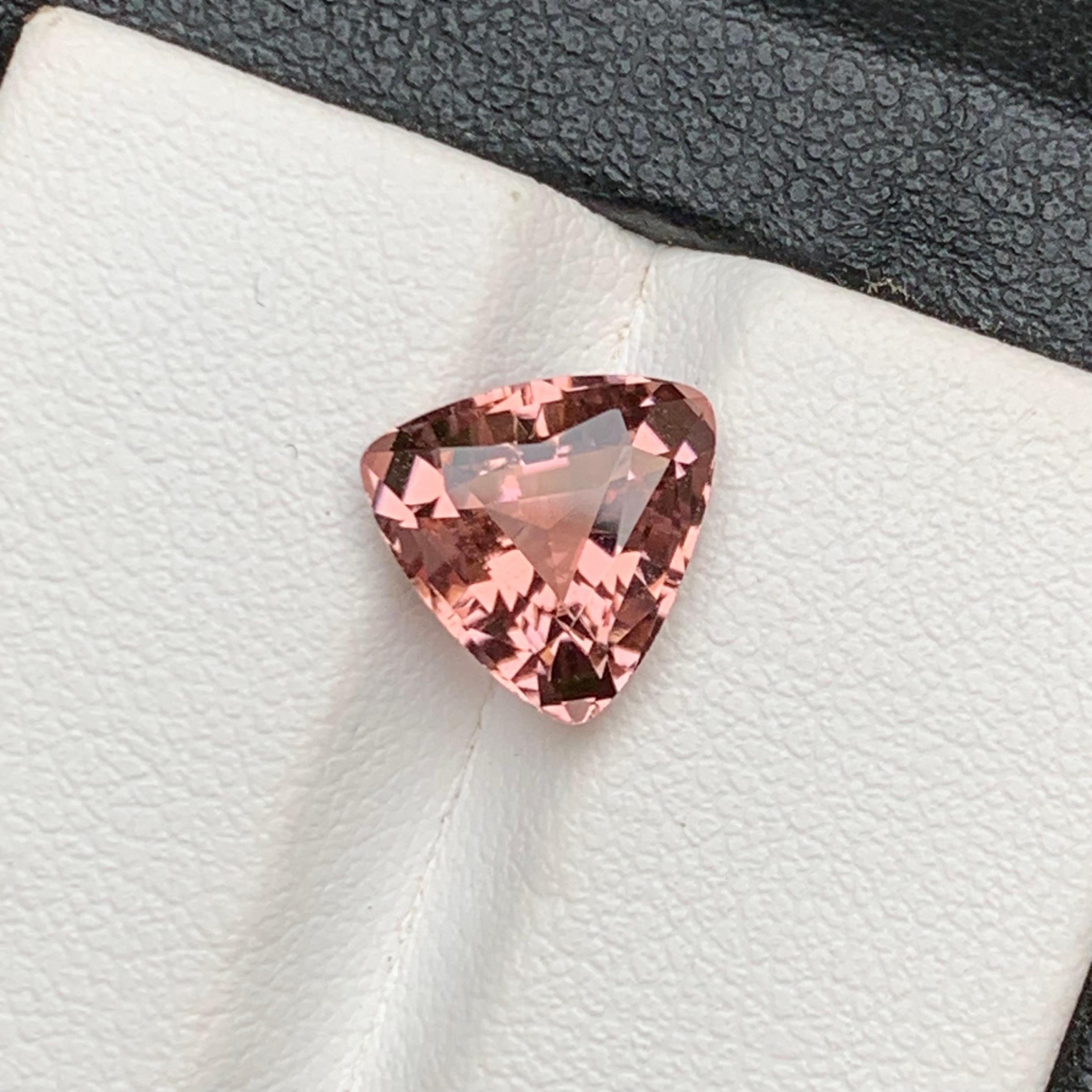 Vivid Peach Natural Tourmaline Ring, Pendant Gemstone 2.70 Ct Trillion Cut Jewel For Sale 6