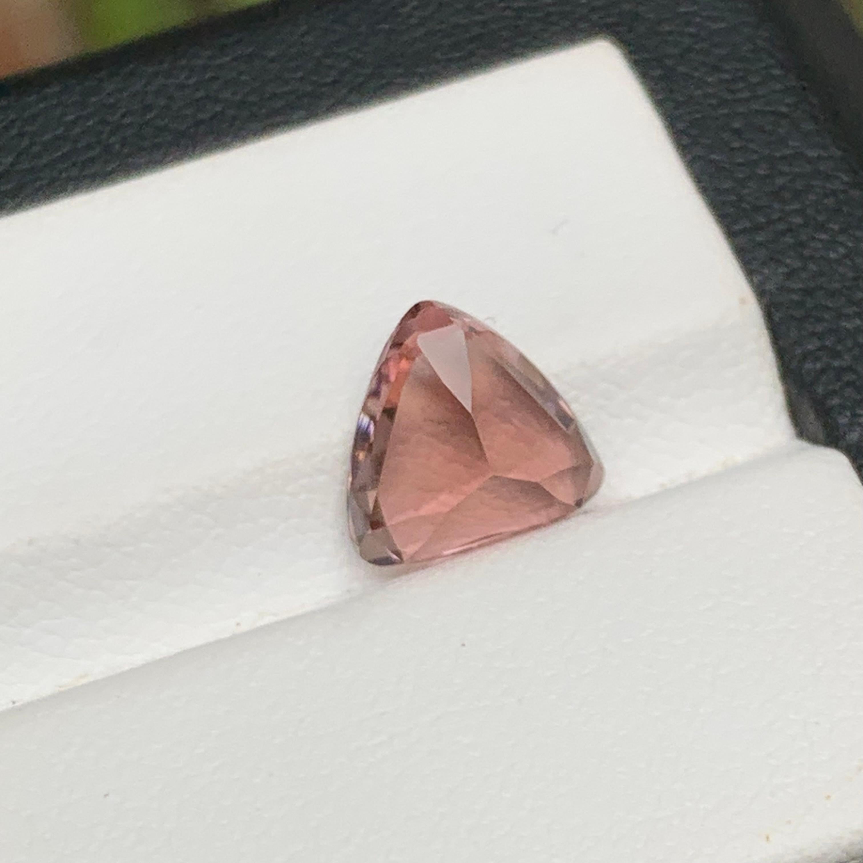 Vivid Peach Natural Tourmaline Ring, Pendant Gemstone 2.70 Ct Trillion Cut Jewel For Sale 7
