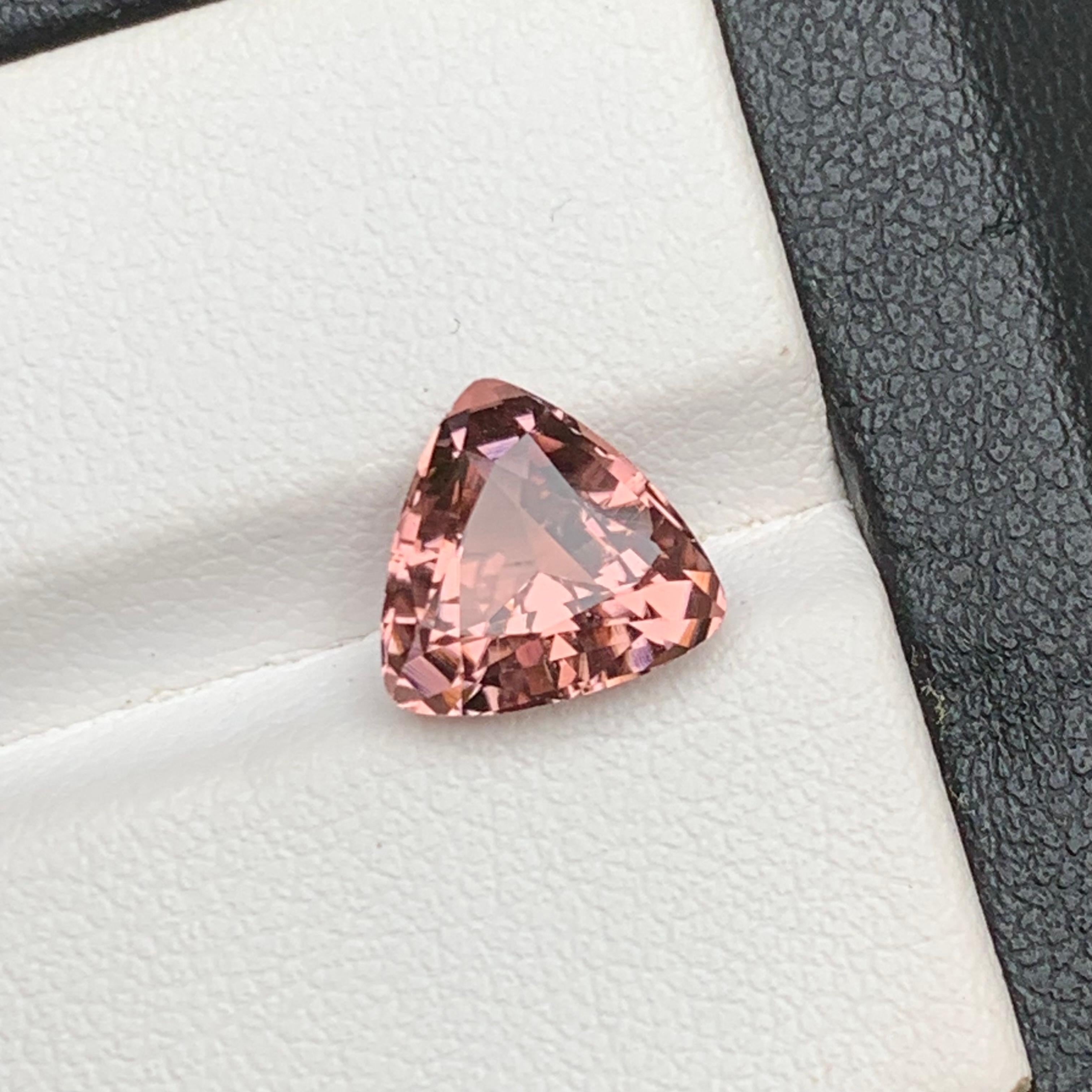 Contemporary Vivid Peach Natural Tourmaline Ring, Pendant Gemstone 2.70 Ct Trillion Cut Jewel For Sale