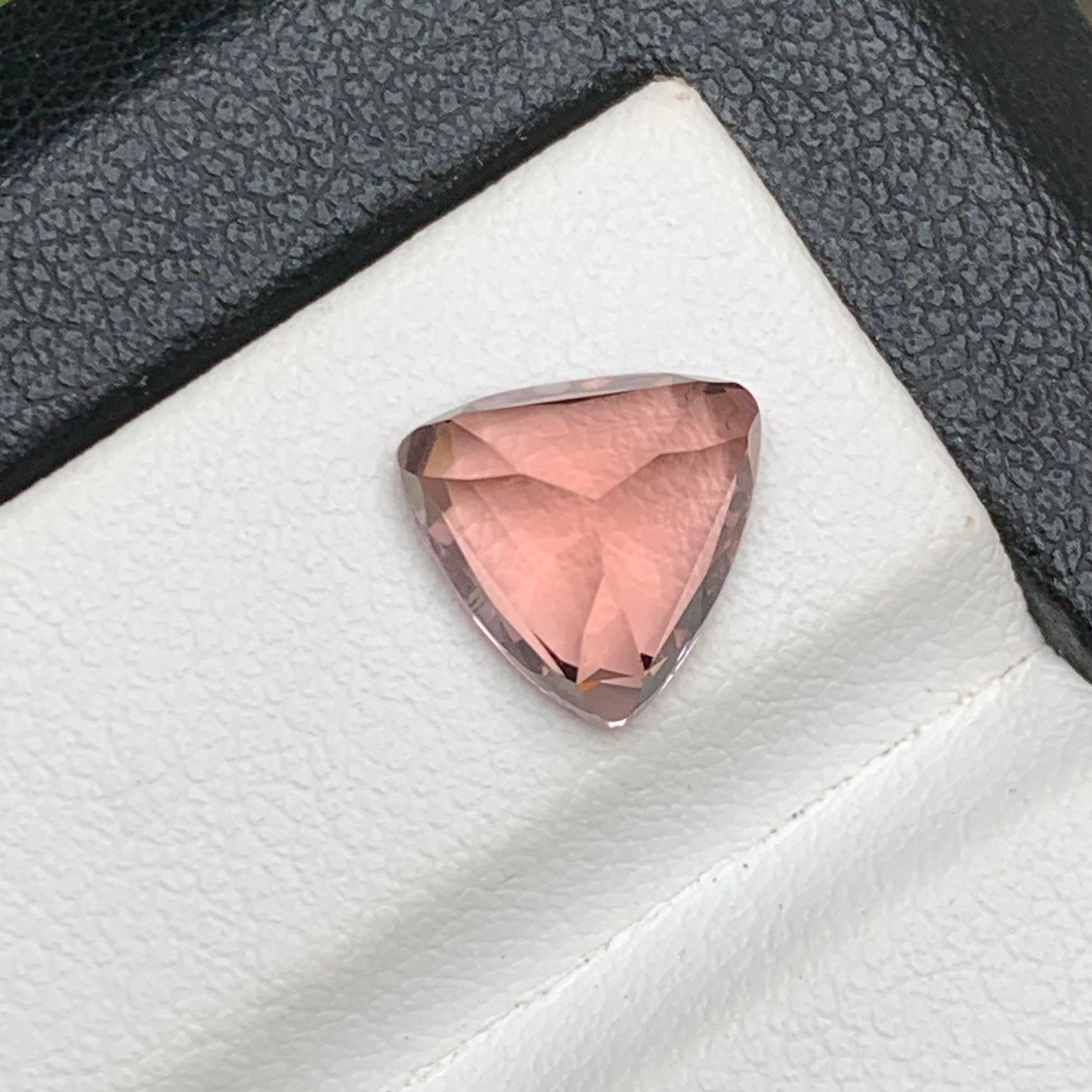 Women's or Men's Vivid Peach Natural Tourmaline Ring, Pendant Gemstone 2.70 Ct Trillion Cut Jewel For Sale