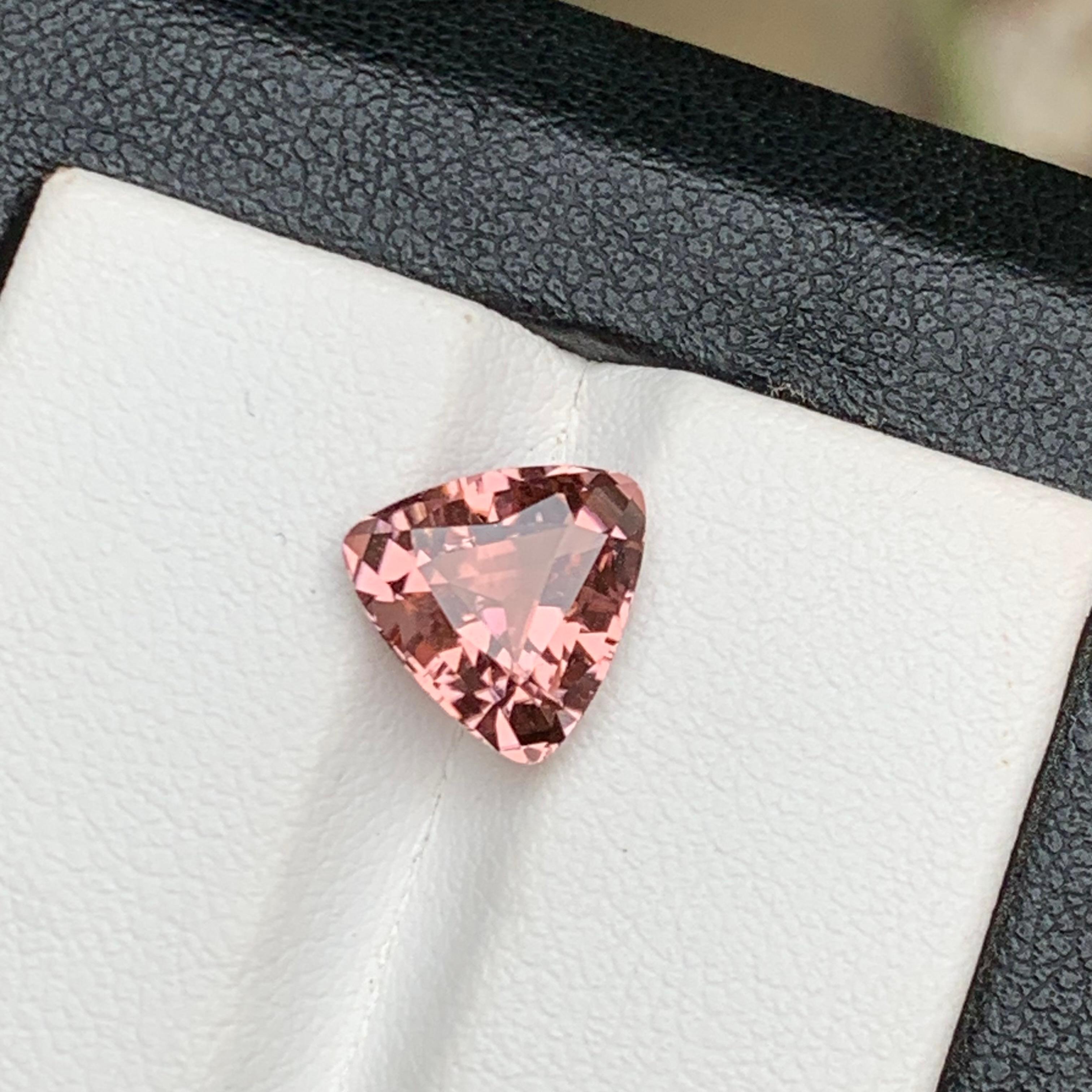 Vivid Peach Natural Tourmaline Ring, Pendant Gemstone 2.70 Ct Trillion Cut Jewel For Sale 2