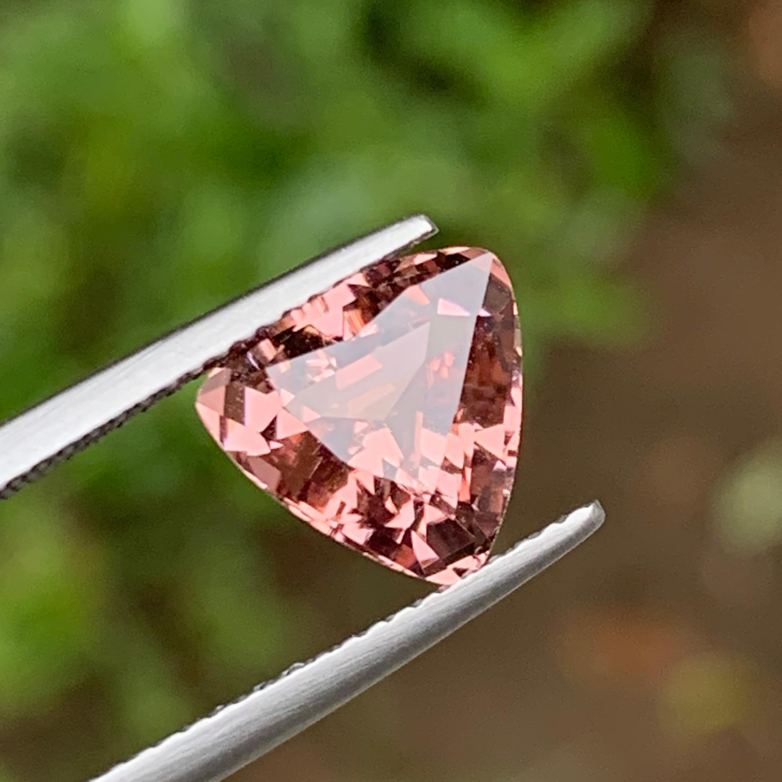 Vivid Peach Natural Tourmaline Ring, Pendant Gemstone 2.70 Ct Trillion Cut Jewel For Sale 4