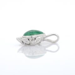 Vivid Pear Cut Emerald and Diamond Designer Pendant in 18K White Gold
