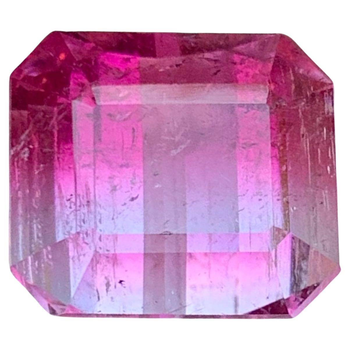 Vivid Pink Bicolor Natural Tourmaline Gemstone 16.95 Ct Emerald Cut for Pendant