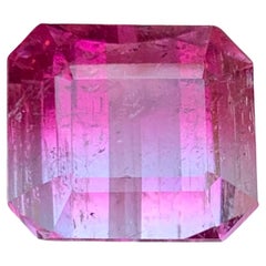 Vivid Pink Bicolor Natürlicher Turmalin Edelstein 16.95 Ct Smaragdschliff für Anhänger
