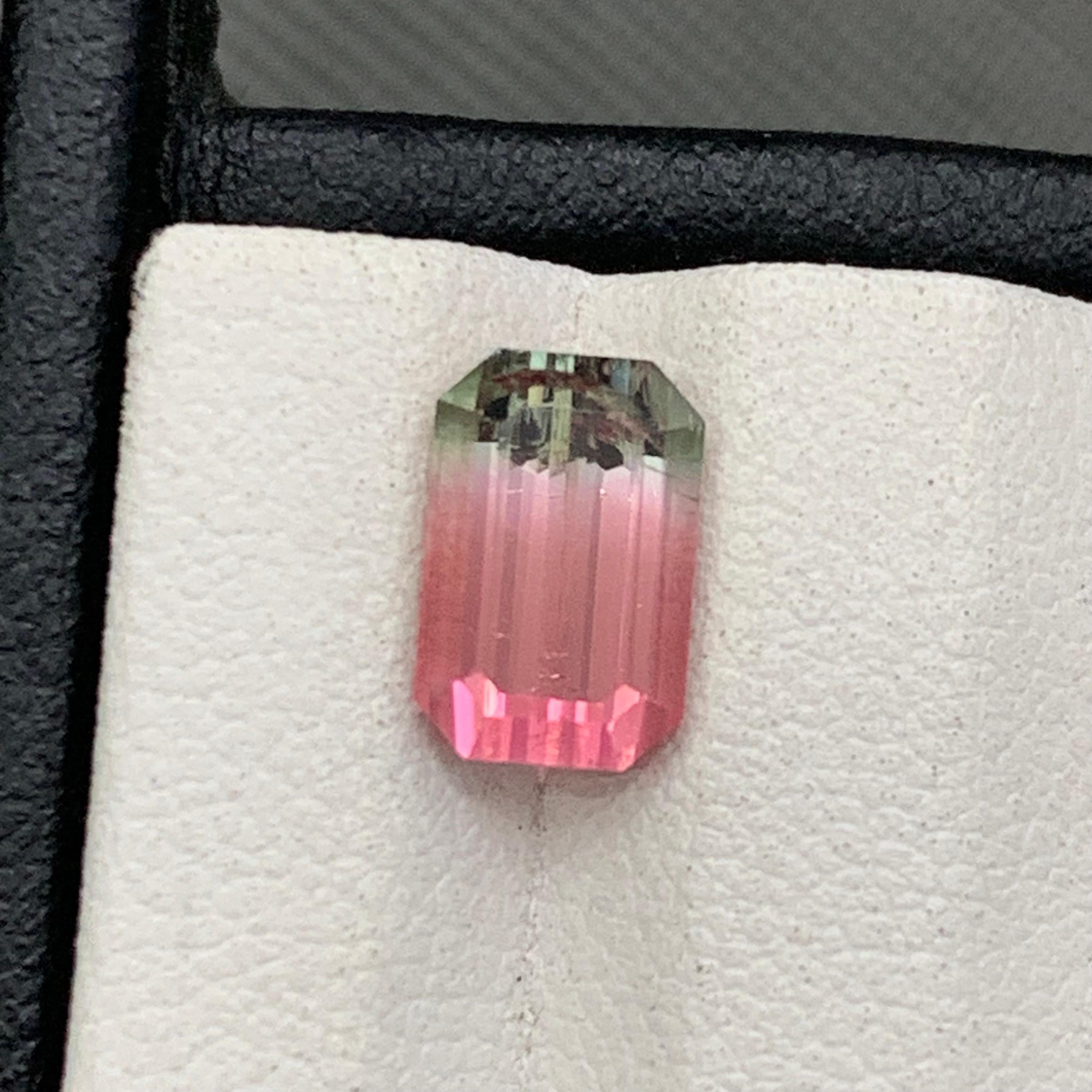 Vivid Pink Bicolor Natural Tourmaline Loose Gemstones 4.10Ct Emerald Cut-Jewelry For Sale 9