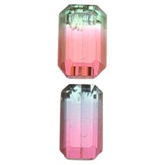 Vivid Pink Bicolor Natural Tourmaline Loose Gemstones 4.10Ct Emerald Cut-Jewelry